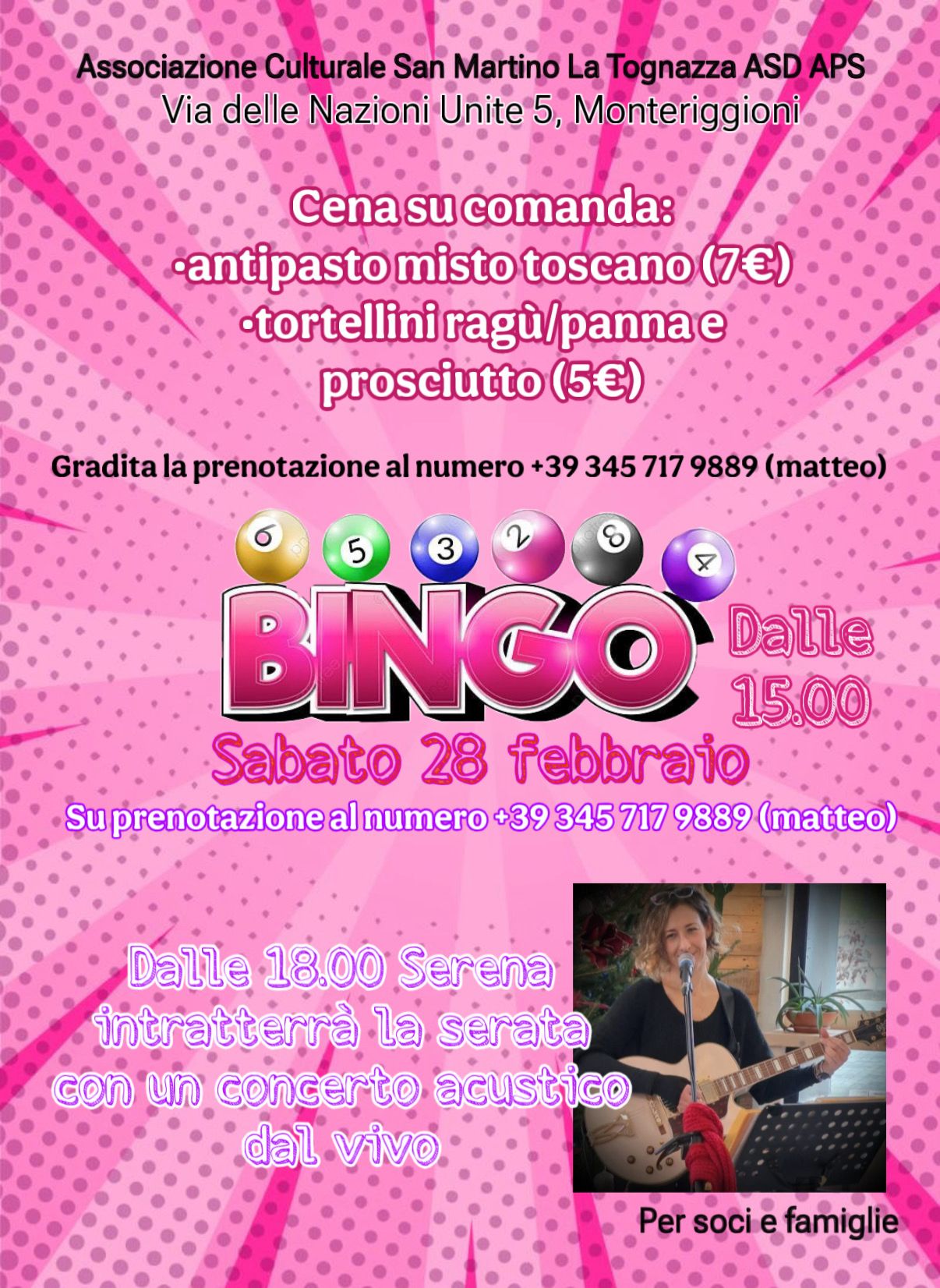 Bingo, musica e cena